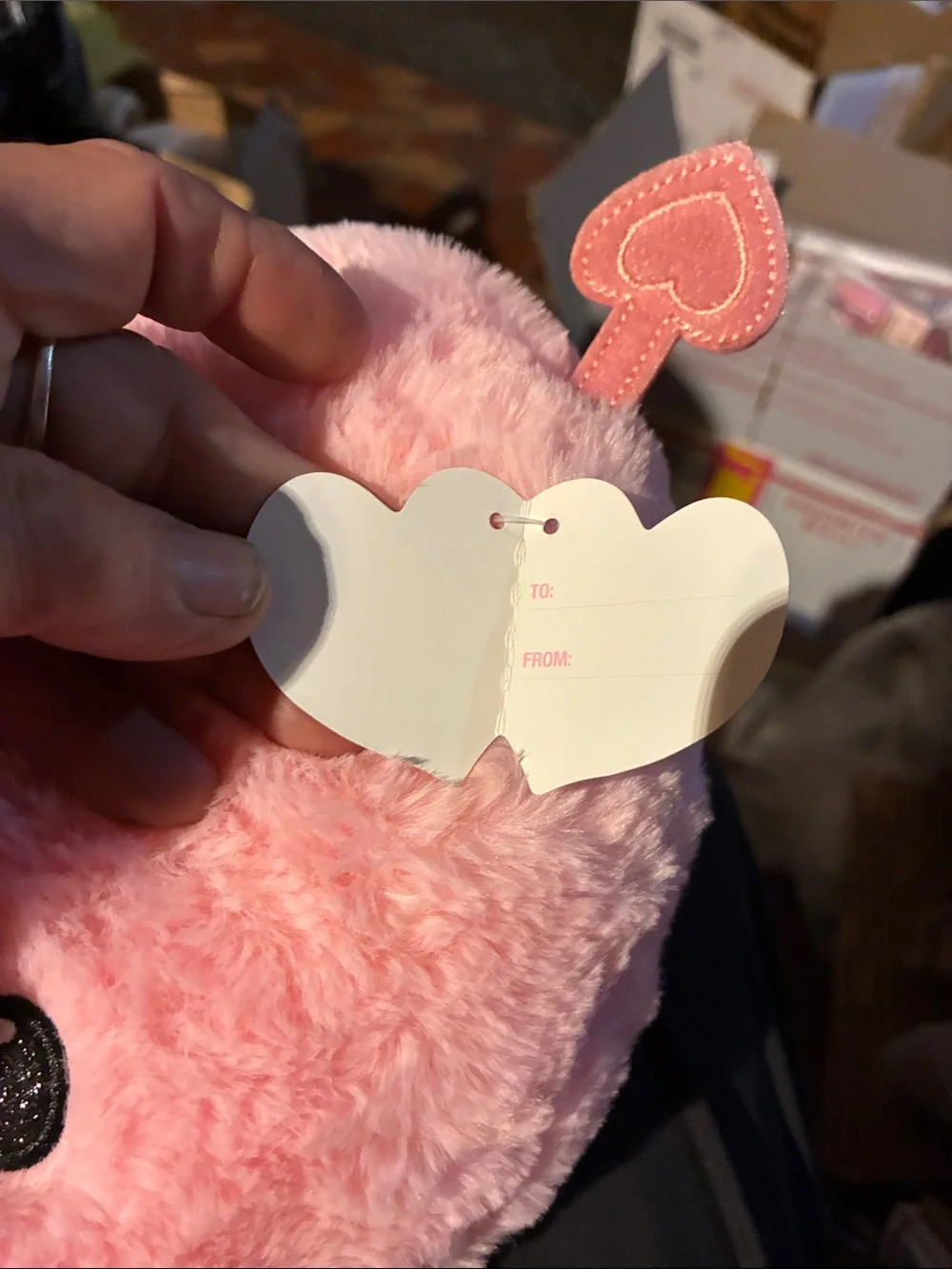 Plush Pink Heart Pillow with Smile